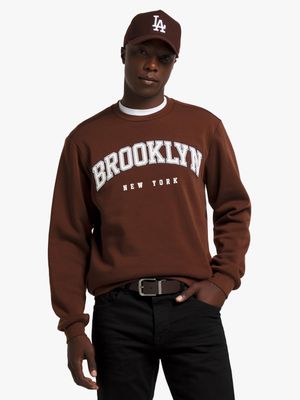 Men's Brown Graphic Print Sweat Top