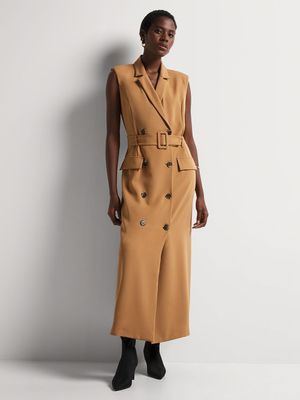 Double Breasted Midi Trench Dress