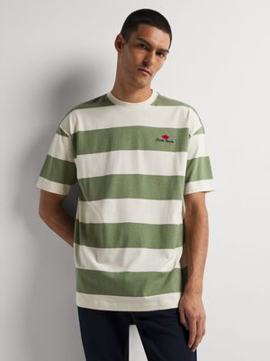 Men's Markham Bold Stripe Embroidery Green/Milk T-Shirt