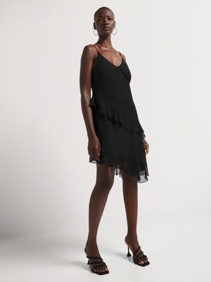 Asymmetrical Frill Slip Dress