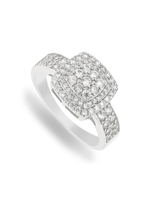 Sterling Silver & Cubic Zirconia Square Cluster Dress Ring