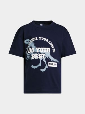 Younger Boy's Navy Graphic Print T-Shirt