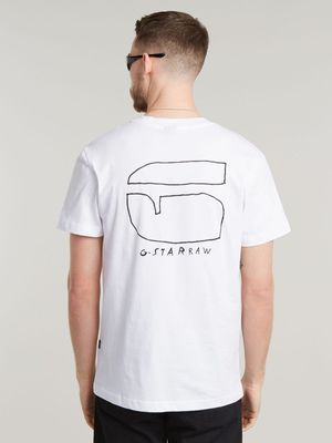 G-Star Men's Handwriting Back Print White T-Shirt