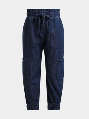 Older Girl's Chambray Cargo Joggers