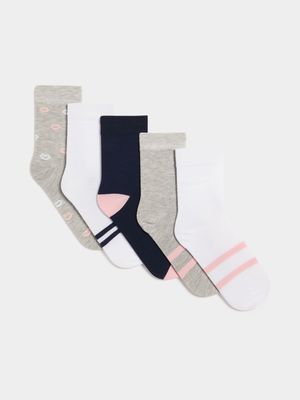 Jet Women's Multicolour 5 Pack Anklet Socks