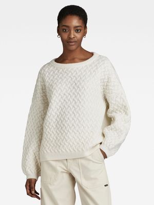 G-Star Women's Chunky Loose Boat Off-White Knit