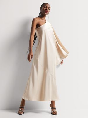 Luella Satin Asymmetrical Kaftan Dress