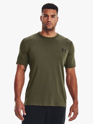 Mens Under Armour Sportstyle Left Chest Khaki Short Sleeve Tee