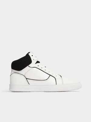 Fabiani Men's Piping Detail White High Top Sneakers