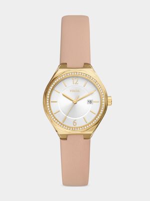 Fossil Eevie Gold Plated Stainless Steel Pink Leather Watch