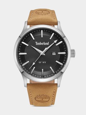 Timberland Trumbull Stainless Steel Black Dial Tan Leather Watch