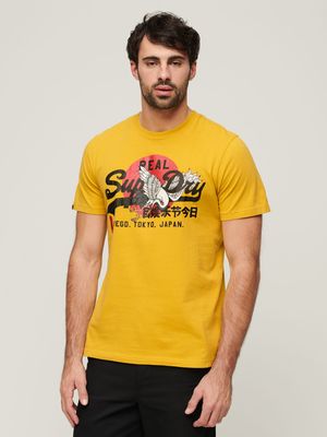 Men's Superdry Yellow Tokyo Oil Graphic T-shirt