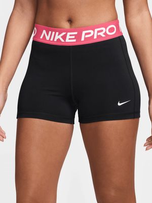 Womens Nike Pro Leak Protection: Period Mid-Rise Black/Pink Biker Shorts