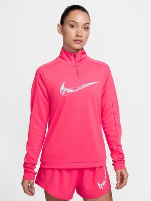 Womens Nike Swoosh Dri-FIT 1/4-Zip Running Pink Mid Layer