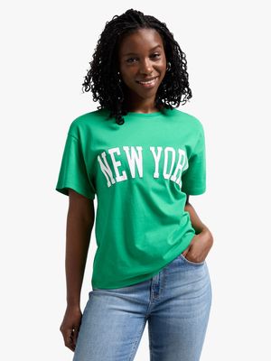 Women's Green Graphic Print T-Shirt