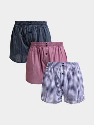 Jet Men's Multicolour 3 Pack Check Boxer Shorts