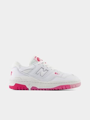 New Balance Junior B550 v1 White/Pink Sneaker