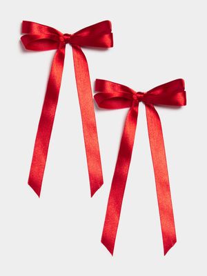 Women's Red Dainty Double Bow