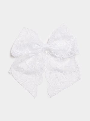 Women's White Lace Oversized Bow