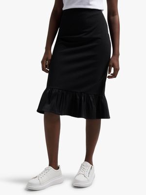 Jet Women's Black Layered Pencil Skirt