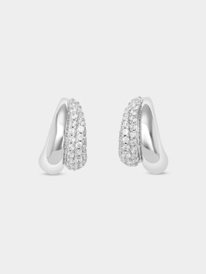 Chete Women’s Molton Stud Earrings Silver Cubic Zirconia