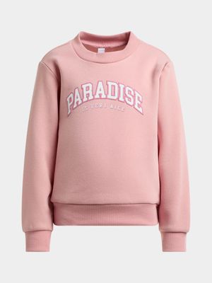 Younger Girl's Pink Graphic Print Sweat Top
