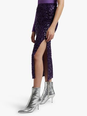 Women's Purple Glam Midaxi Skirt