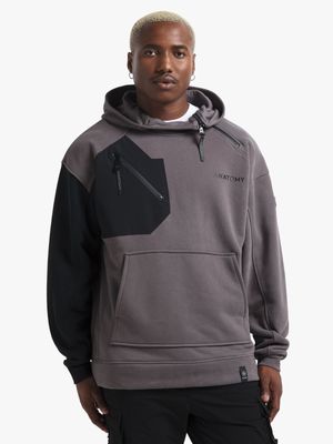 Anatomy Men's Zip Fabric Combo Charcoal Hoodie