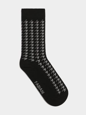 Fabiani Men's Black/Grey Houndstooth Socks
