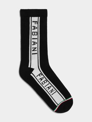 Fabiani Men's Side Striple Black/White Shaft Socks