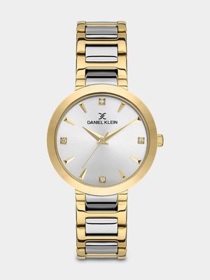 Daniel Klein Gold Plated Two-Tone Stainless Steel Bracelet Watch