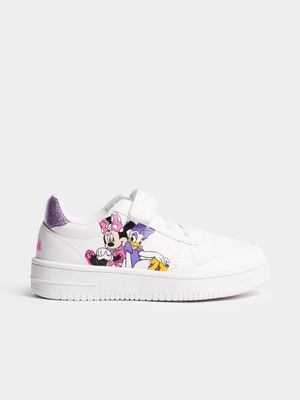 Jet Younger Girls White/Purple Minnie & Daisy Chunky Sneaker