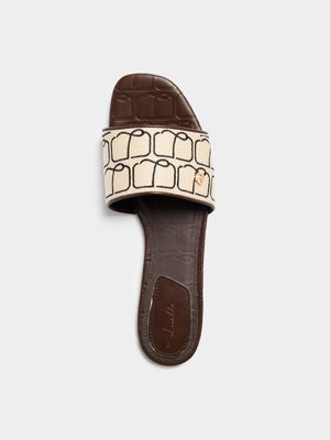Luella Embroidered Flat Sandals