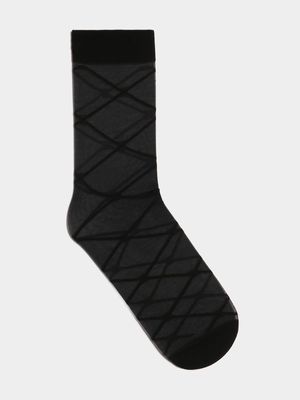 Women's Black Lace Argyle Socks