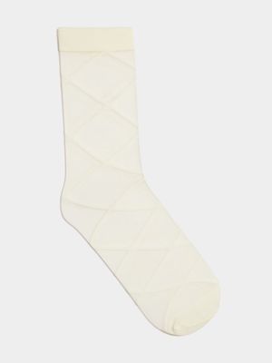 Women's White Lace Argyle Sock