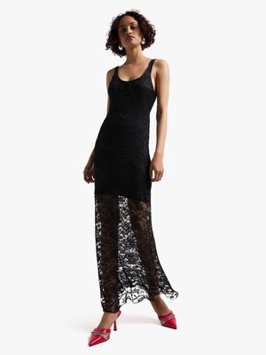 Women's Black Lace Maxi Dress
