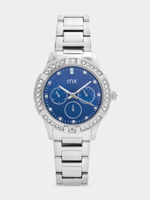 MX Silver Plated Blue Dial Bracelet Watch