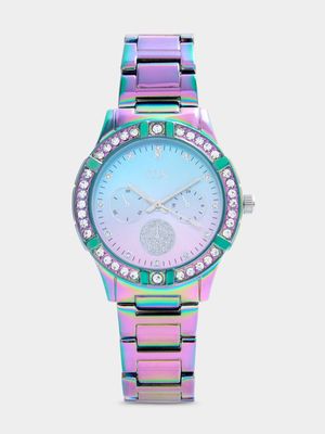 MX Multicoloured Pink & Blue Dial Bracelet Watch