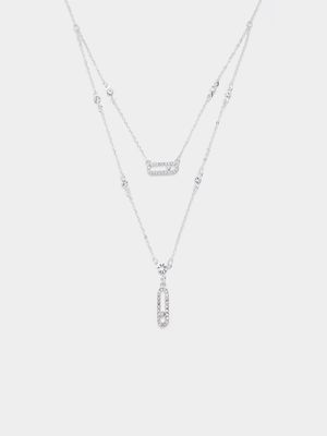 Diamante Loop Layered Pendant Necklace