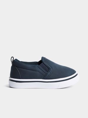 Jet Younger Boys Navy PU Slip On Sneakers