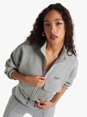 Redbat Women's Zip Thru Crop Utility Fleece Sweatshirt