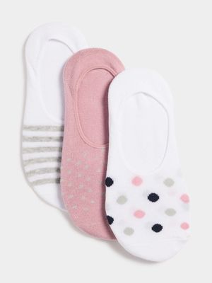 Jet Women's Pink/White 3 Pack Secret Socks