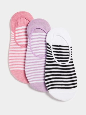 Jet Older Girls Multicolour 3 Pack Stripe Secret Socks