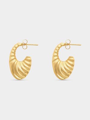 Stainless Steel 18ct Gold Plated Sculpture Hoops
