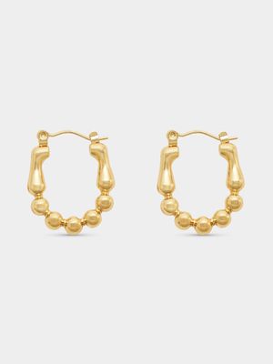 Stainless Steel 18ct Gold Plated Bubble Hoops