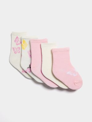 Jet Infant Girls Multicolour 5 Pack Butterfly Jacquard Socks