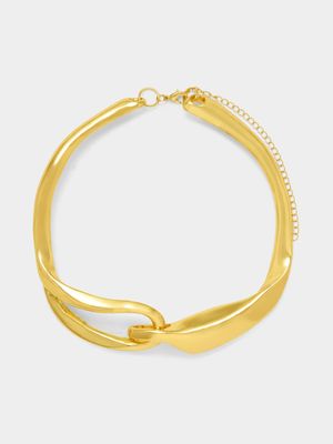 Gold Tone Linked Choker Necklace