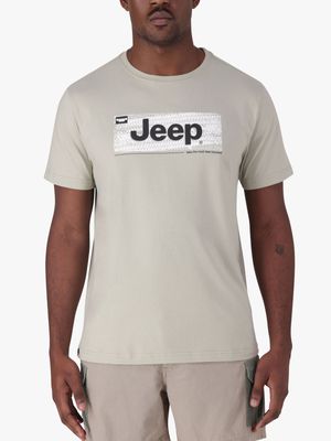 Men's Jeep Light Olive Green Fashion Graphic T-Shirt