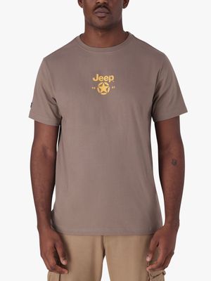 Men's Plus Jeep Brown Fashion Graphic T-Shirt