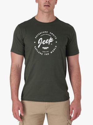 Men's Jeep Murky Green Fashion Graphic T-Shirt